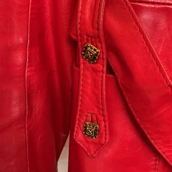 Vintage Cherry Red Leather Coat - Picture 8 of 8